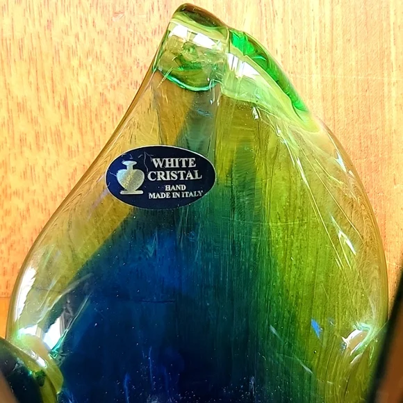 Murano Glass Blue White Crystal TulipVase - Picture 2 of 5